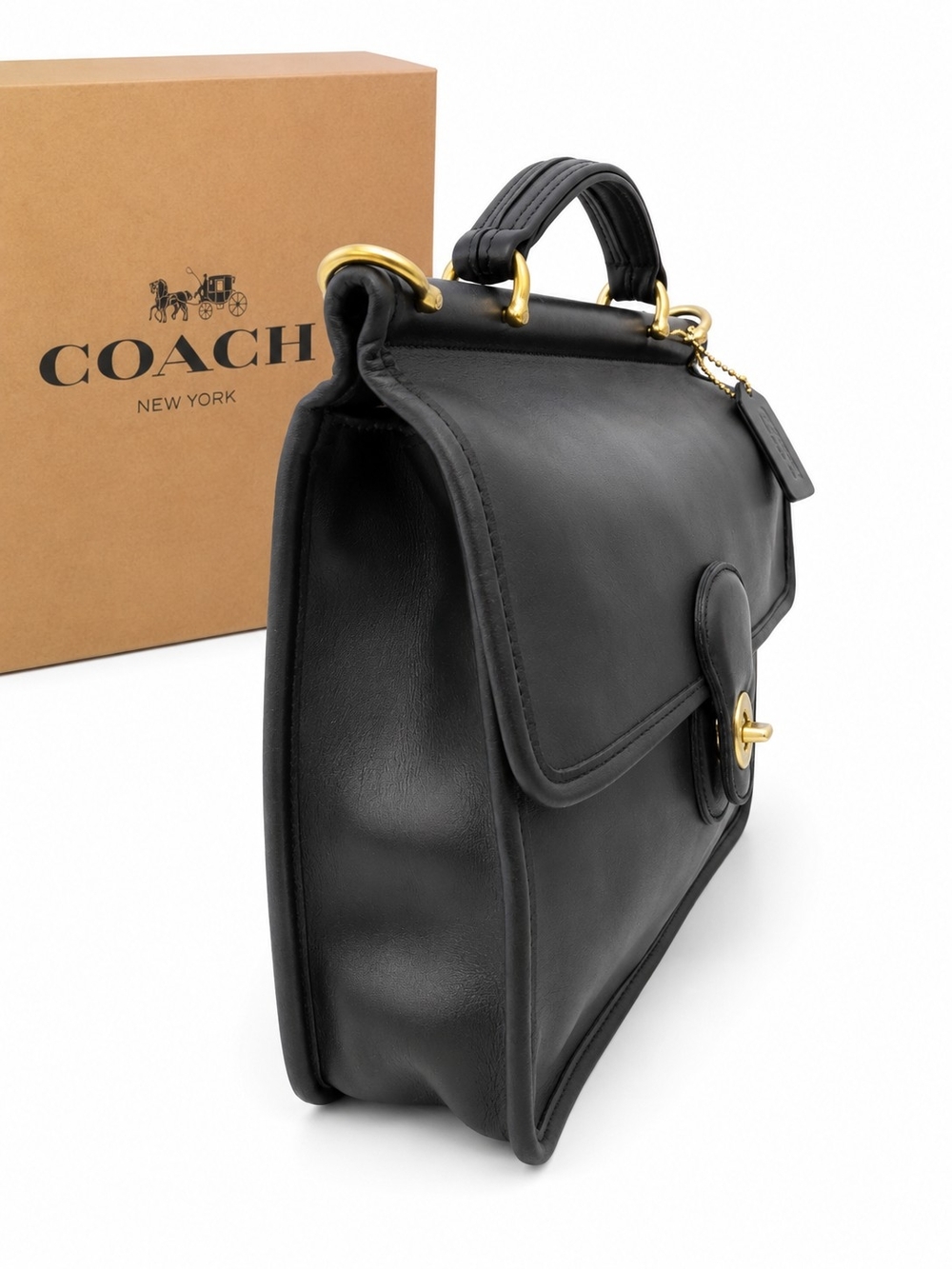 *****SOLD***** Coach Black Leather Turnlock Satchel - Picture 5 of 16